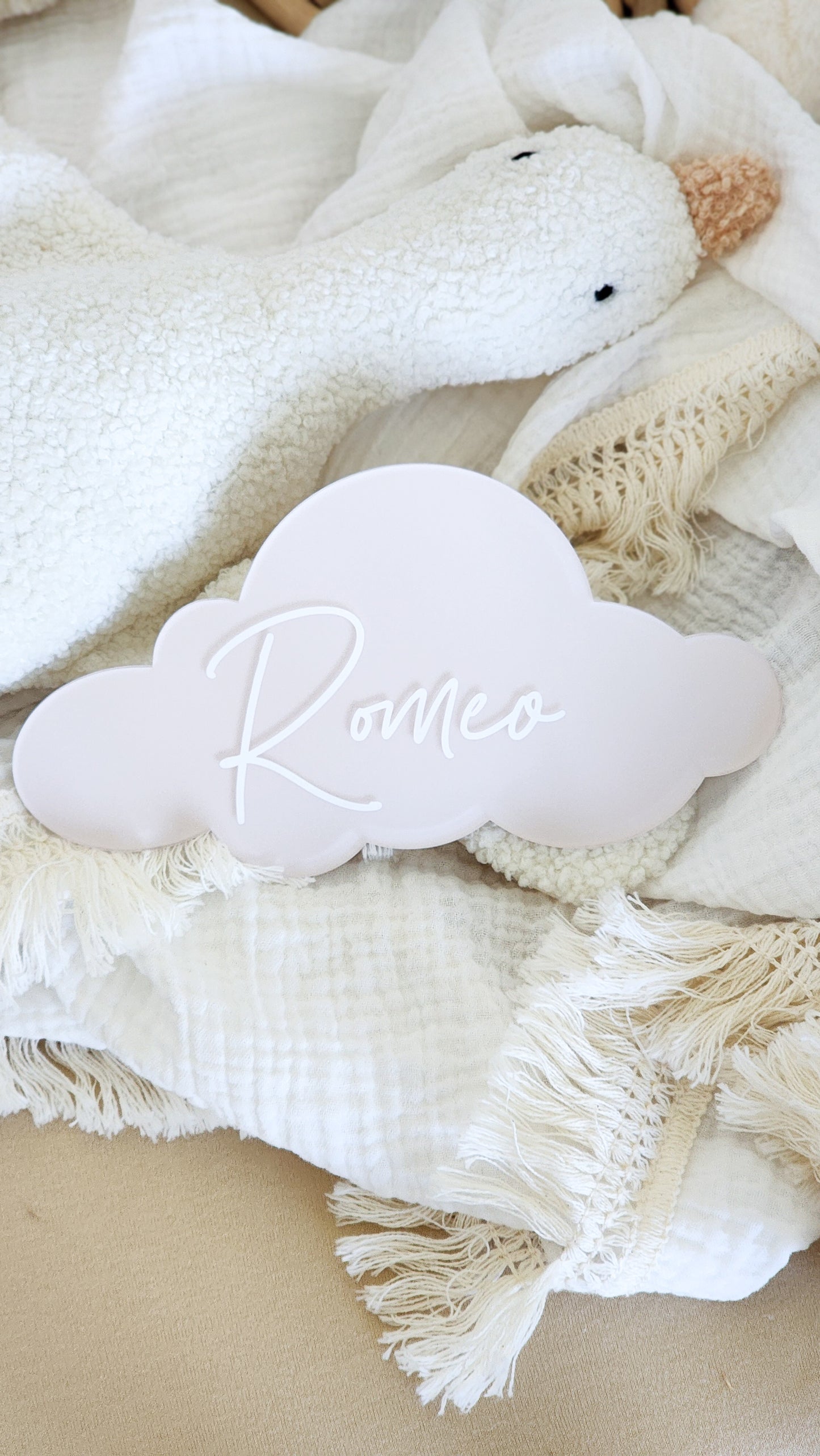 Custom Cloud Birth Announcement ~ Hand-Painted Acrylic