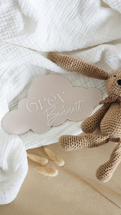 Custom Cloud Birth Announcement ~ Hand-Painted Acrylic