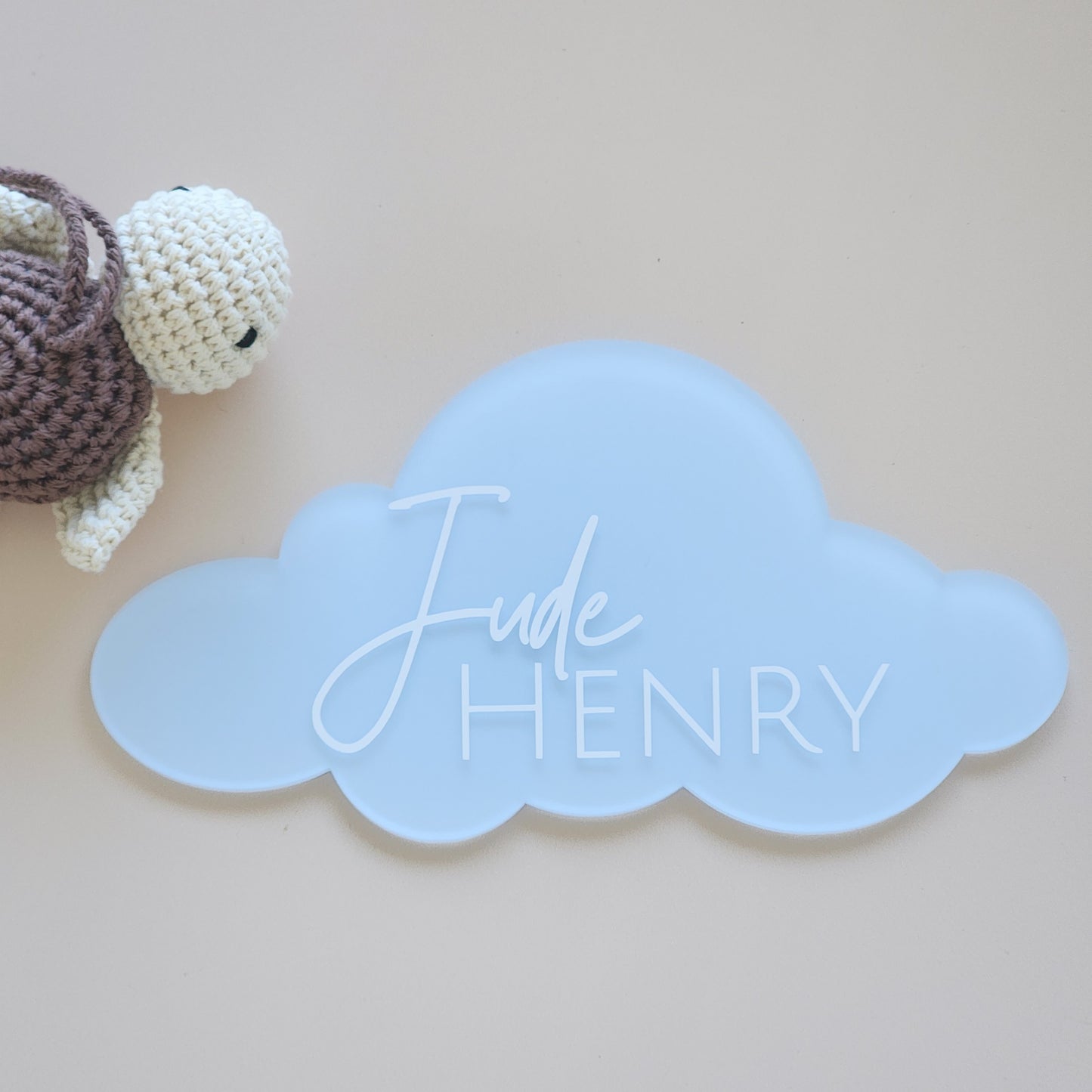 Custom Cloud Birth Announcement ~ Hand-Painted Acrylic