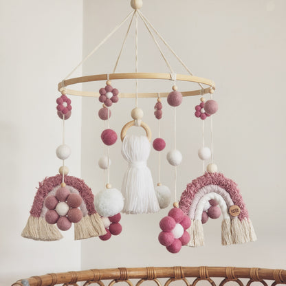 Custom Nursery Cot Mobile ~ Daisies + Rainbows