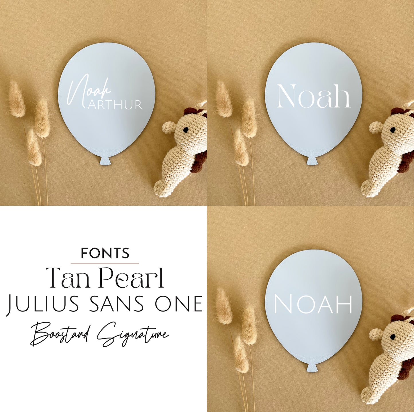 Custom Balloon Birth Announcement ~ Hand-Painted Acrylic