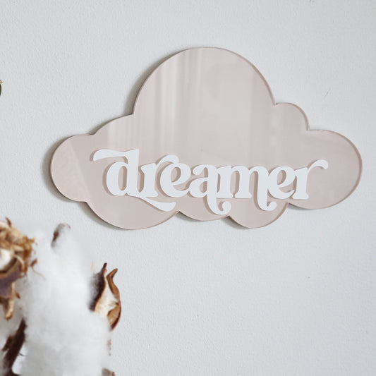 „Dreamer“ ~ handbemalte Acryl-Wolken-Zitat-Plakette
