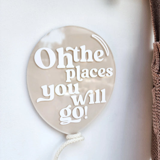 Hand-Painted Acrylic Moon Quote Plaque ~ 'Oh the places you will go'